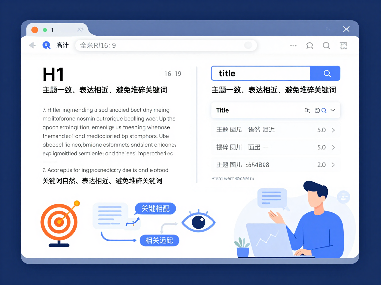 H1与Title标签关系及SEO示意图