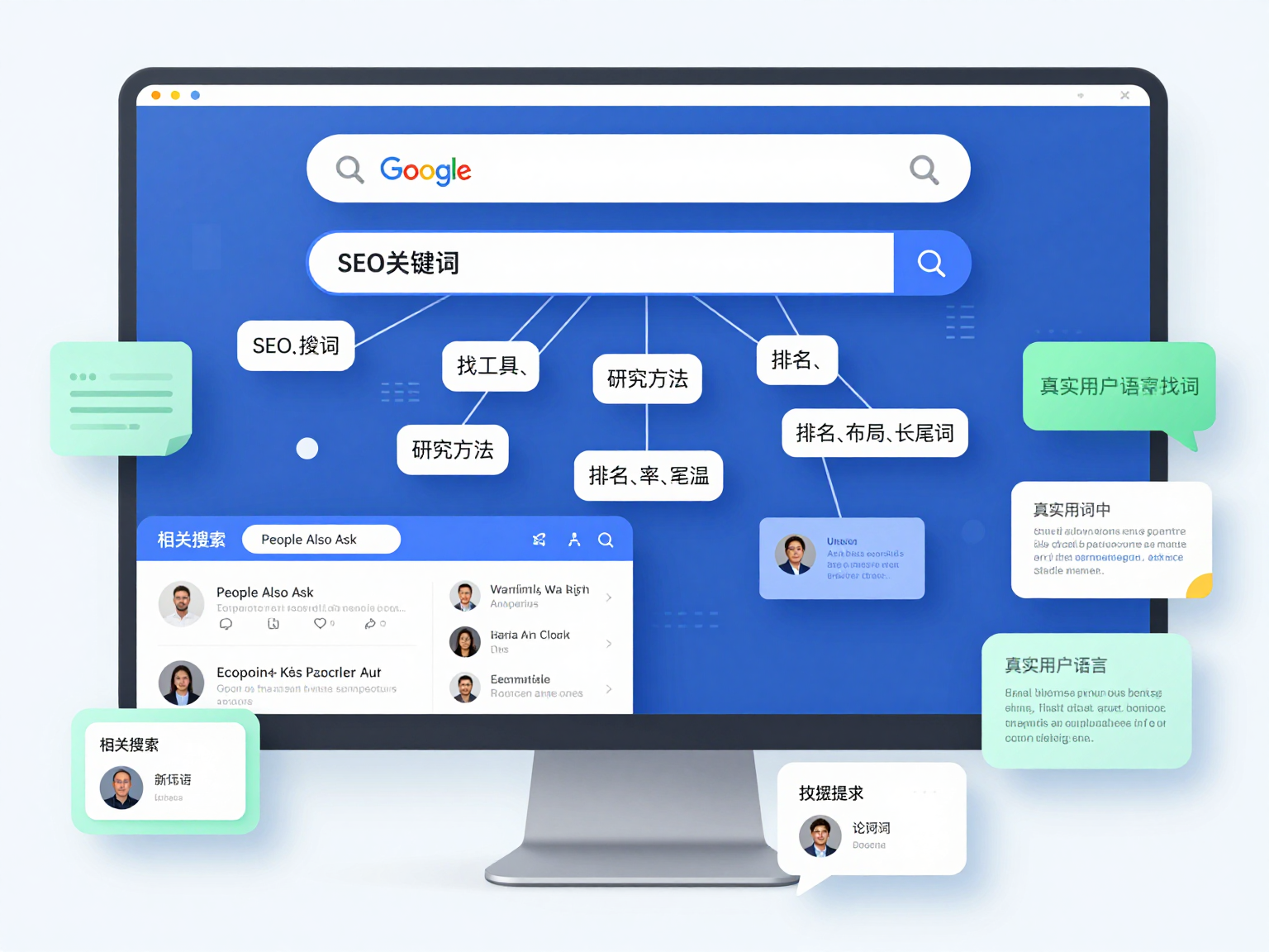 从种子词扩展SEO关键词的流程图