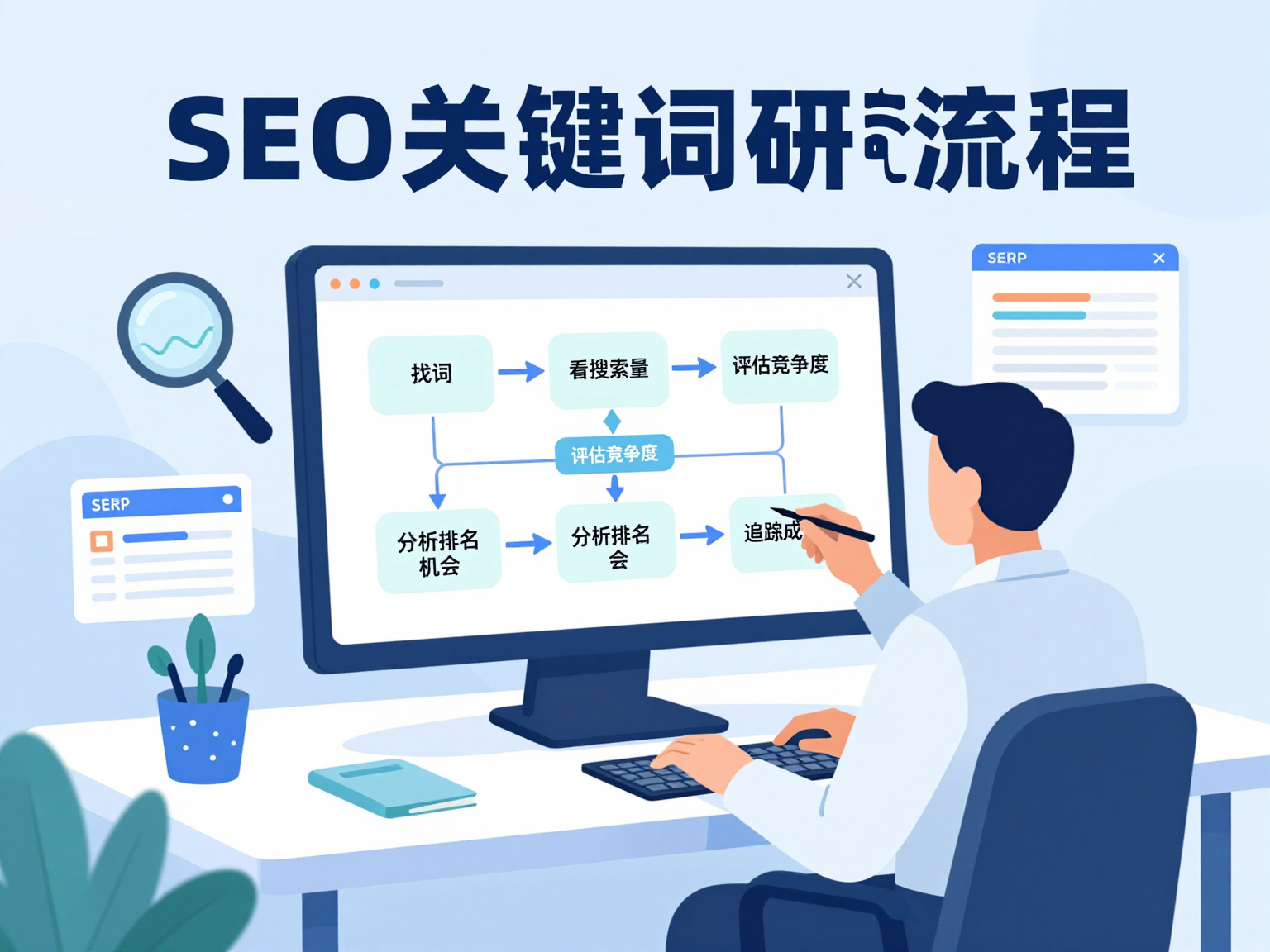 SEO关键词研究流程示意图