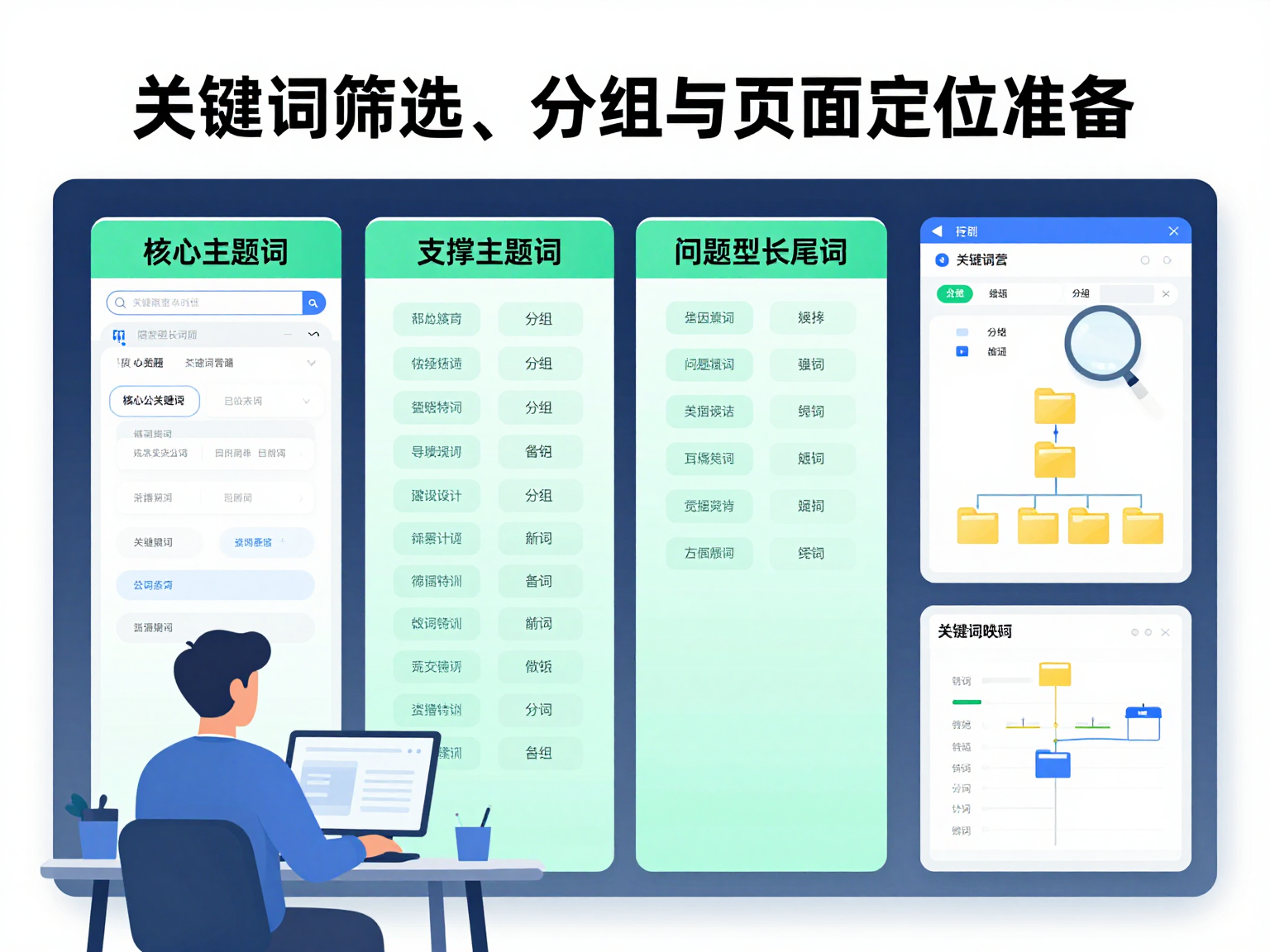 关键词筛选分组与页面定位图