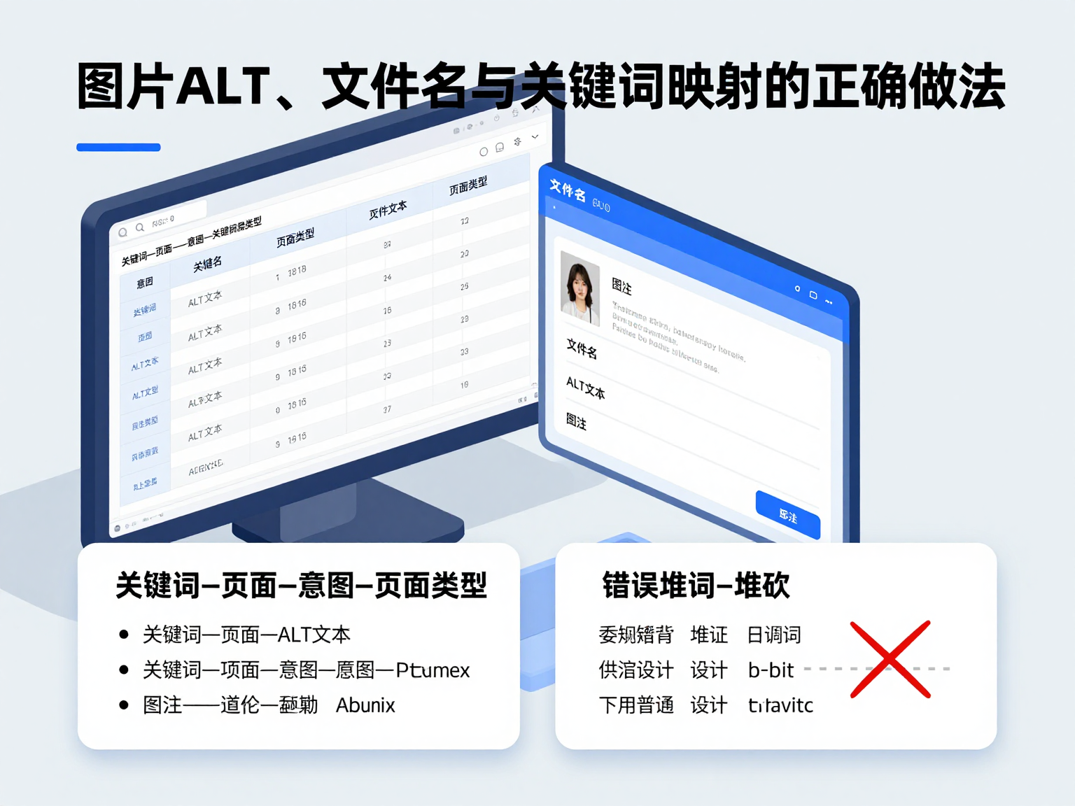 关键词映射与图片ALT优化示意图