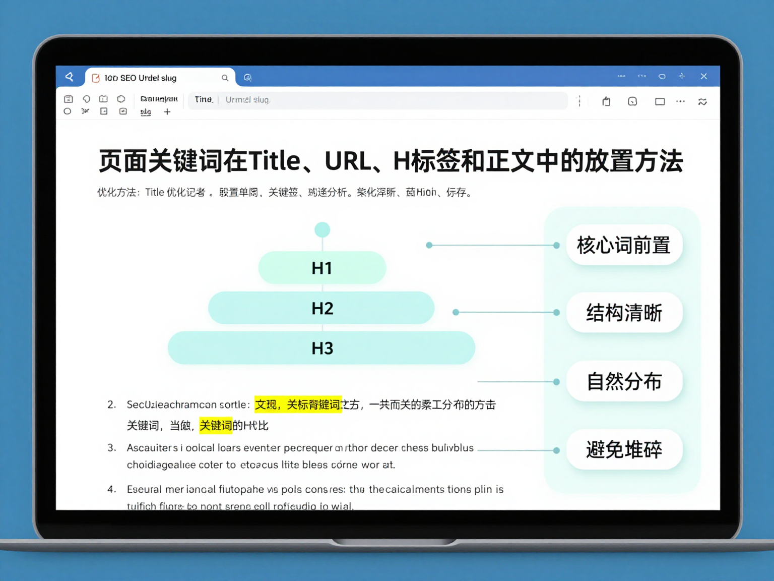 关键词在标题URL和正文中的布局示例
