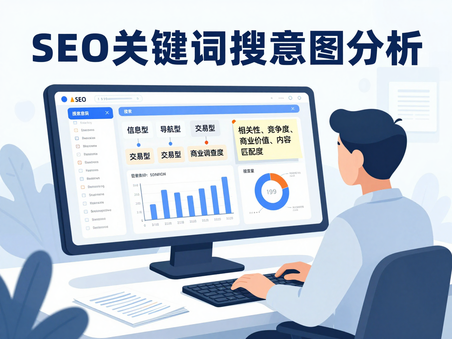 SEO关键词研究与搜索意图示意图